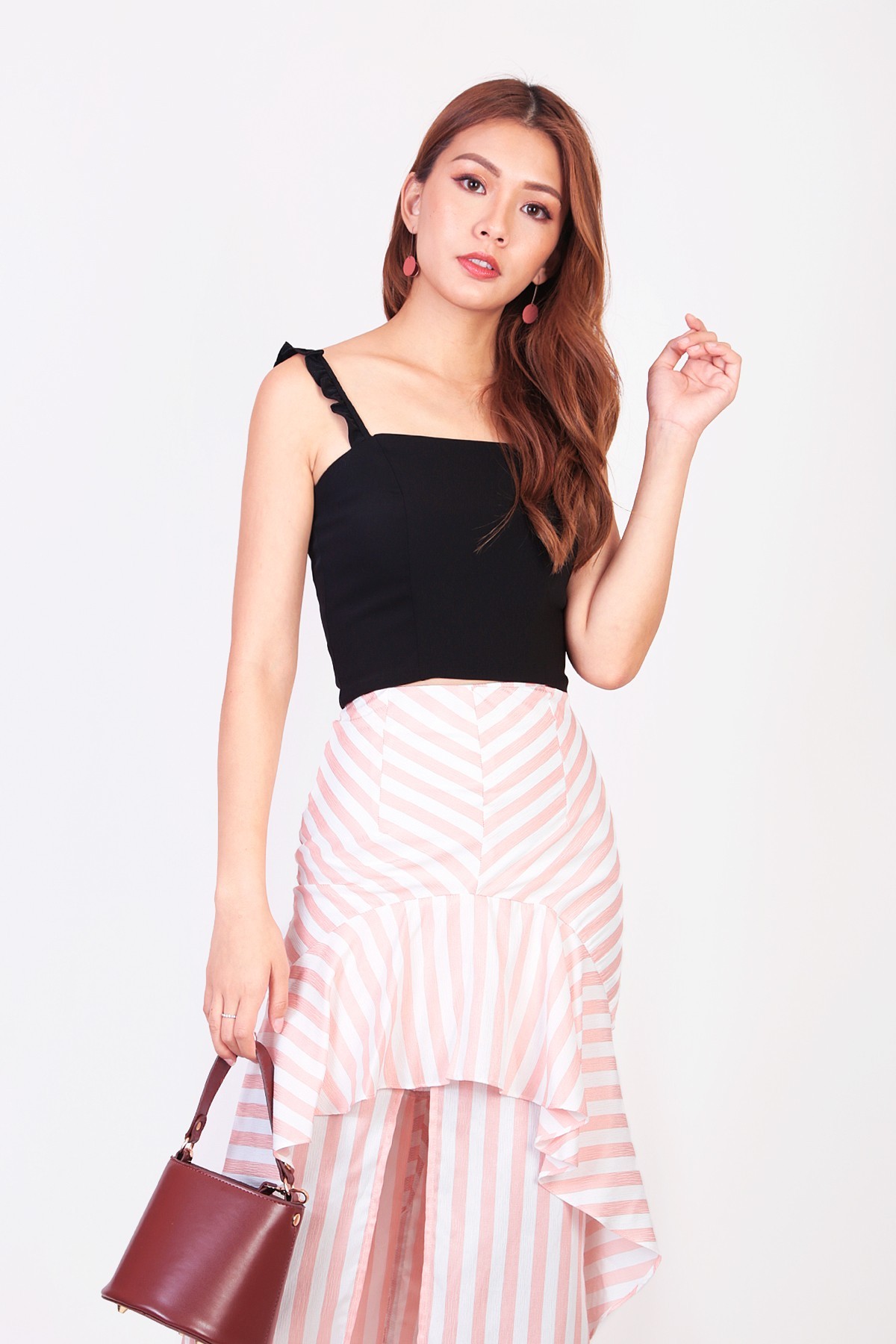 Striped overlay skirt sale