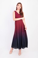 Jazreel Ombre Maxi Dress in Wine Red