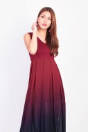 Jazreel Ombre Maxi Dress in Wine Red