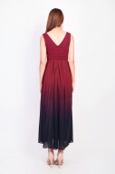 Jazreel Ombre Maxi Dress in Wine Red