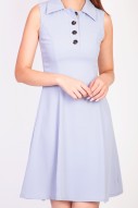 Tracie Collar Dress in Lilac Grey