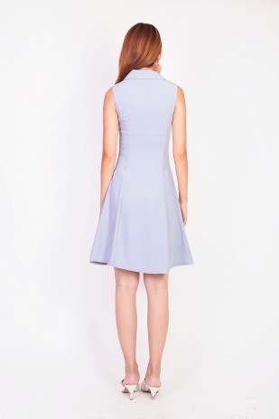 Tracie Collar Dress in Lilac Grey