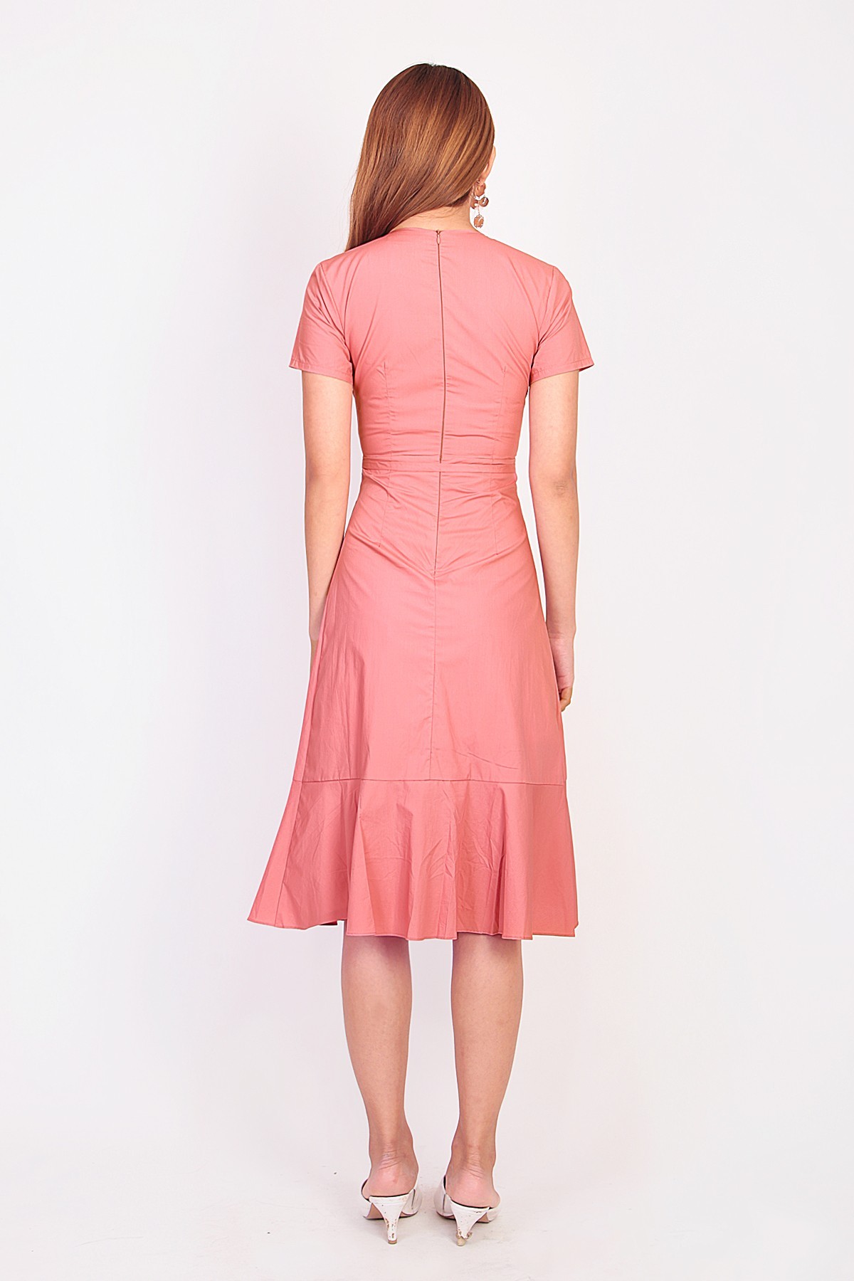 Pink ruffle hotsell wrap dress