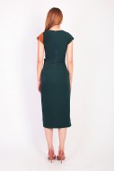 Sandria Duo Tone Dress in Forest Green