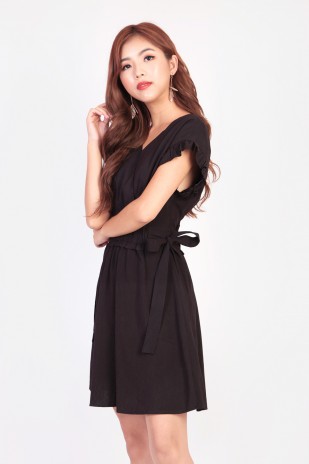 Rena Ruffle Dress in Black