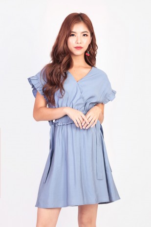 Rena Ruffle Dress in Periwinkle Blue