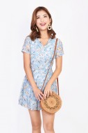 RESTOCK: Itzel Floral Romper in Sky Blue