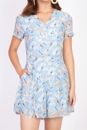 RESTOCK: Itzel Floral Romper in Sky Blue