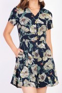 RESTOCK: Itzel Floral Romper in Navy
