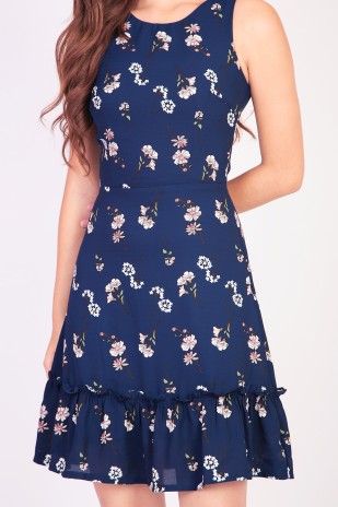 Layla Floral Dress in Navy