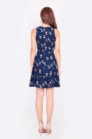Layla Floral Dress in Navy