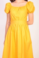 Amelyn Midi Dress in Yellow