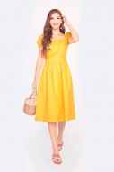 Amelyn Midi Dress in Yellow