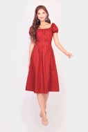 Amelyn Midi Dress in Red
