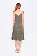 Zaylee Printed Wrap Dress in Olive