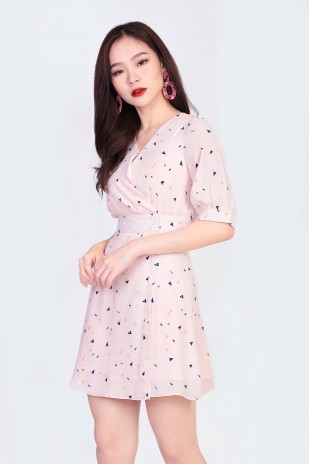 Cecily Printed Dress in Pink