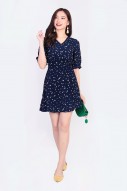 Cecily Printed Dress in Navy