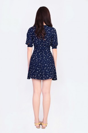 Cecily Printed Dress in Navy