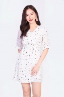 Cecily Printed Dress in White