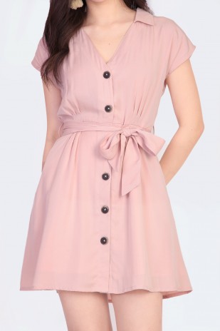 Bonita Linen Dress in Dusty Pink