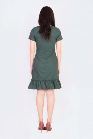 Lillyn Button Down Dress in Olive