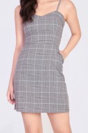 Makena Plaid Dress in Grey