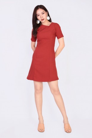 Boris Textured Dress in Burnt Orange