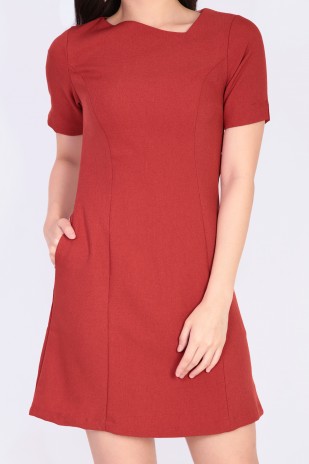 Boris Textured Dress in Burnt Orange