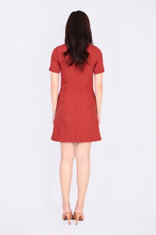 Boris Textured Dress in Burnt Orange