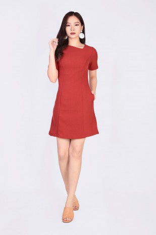 Boris Textured Dress in Burnt Orange