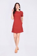 Boris Textured Dress in Burnt Orange