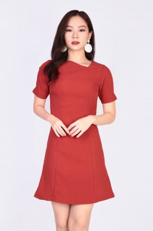 Boris Textured Dress in Burnt Orange