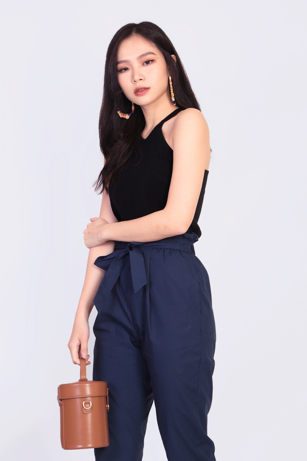 Valerie Paperbag Pants in Navy - MGP