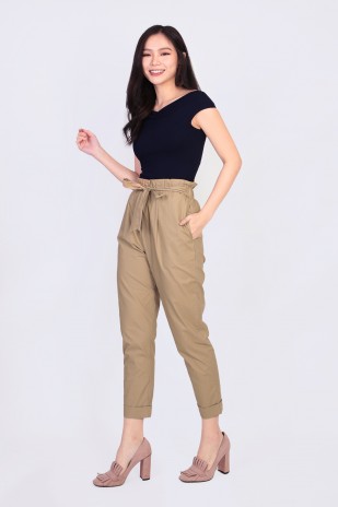Valerie Paperbag Pants in Khaki