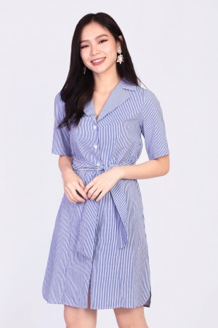 Emmaline Striped Shirtdress in Blue