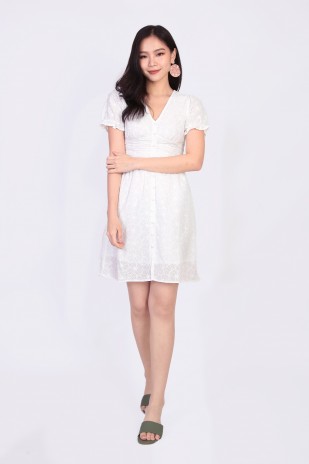 Cordelia Crochet Dress in White
