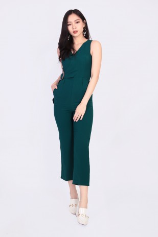 Aileen Buckle Jumpsuit in Forest Green