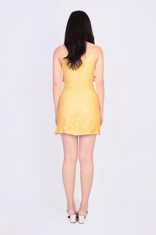 Leighton Ruffle Lace Dress in Yellow