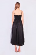 Alanis Crochet Tulle Dress in Black