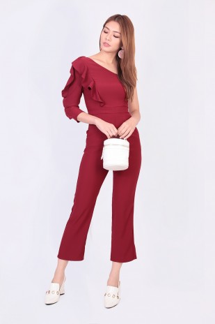 Cybil Ruffle Jumpsuit in Rose