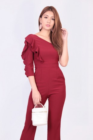Cybil Ruffle Jumpsuit in Rose