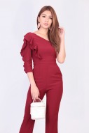 Cybil Ruffle Jumpsuit in Rose