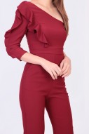 Cybil Ruffle Jumpsuit in Rose