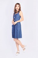 Esmin Button Dress in Denim Blue