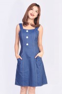 Esmin Button Dress in Denim Blue