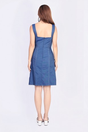 Esmin Button Dress in Denim Blue