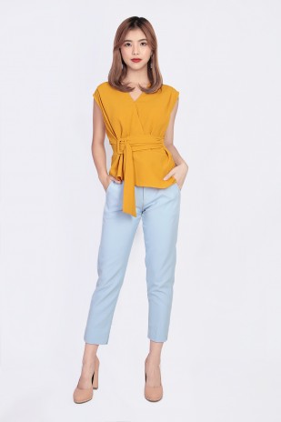 Lydia Belted Top in Mustard