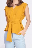 Lydia Belted Top in Mustard