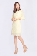 Carly Eyelet Dress in Yellow