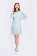 Carly Eyelet Dress in Blue